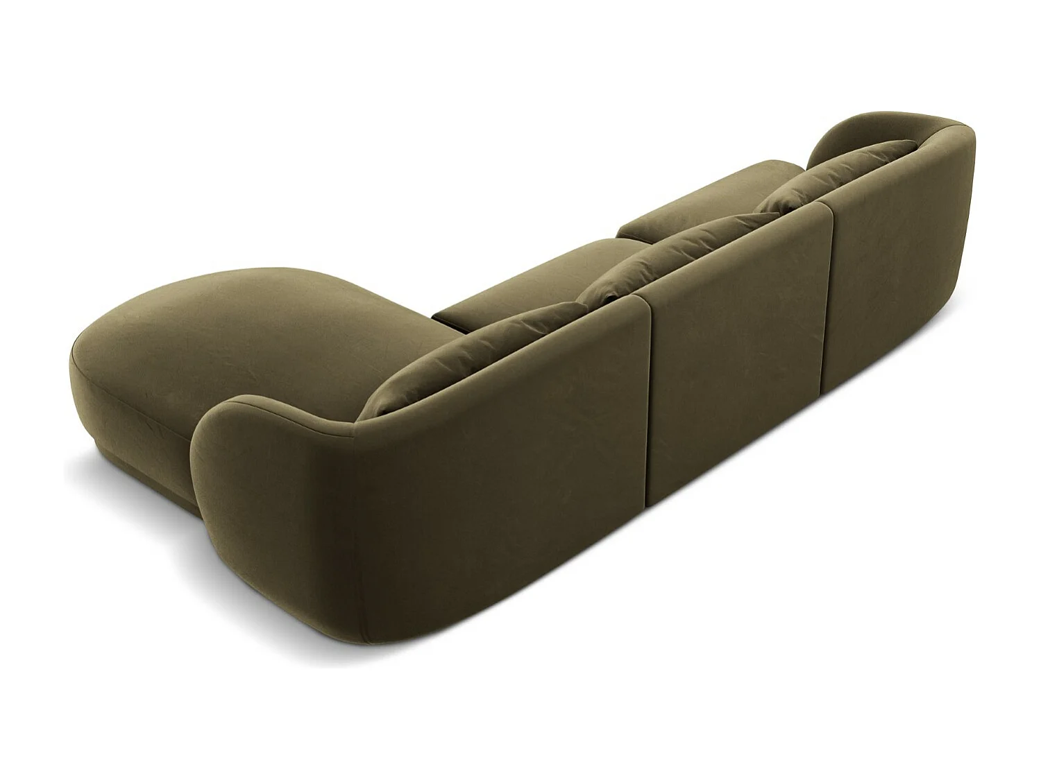 Cosmopolitan Design - Sofá de canto direito "Tulum" 4 lugares em veludo verde - 255x156x70cm