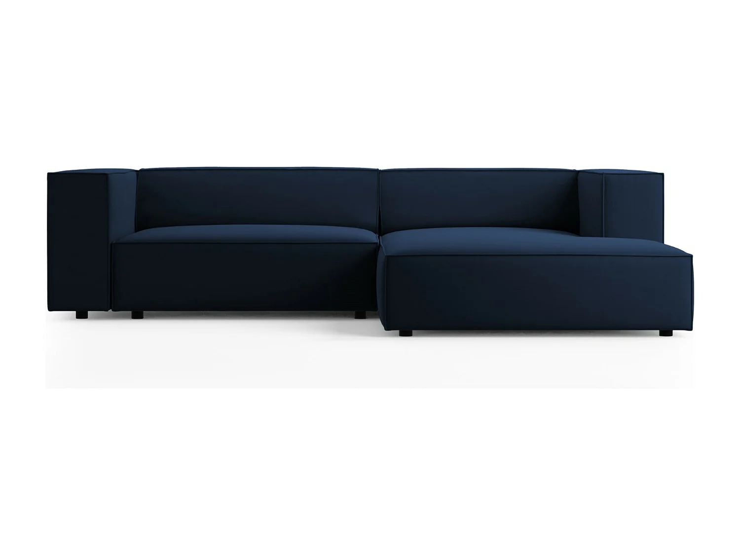 Cosmopolitan Design - 3-Sitzer Ecksofa rechts "Arendal" aus Samt königsblau - 224x166x70cm