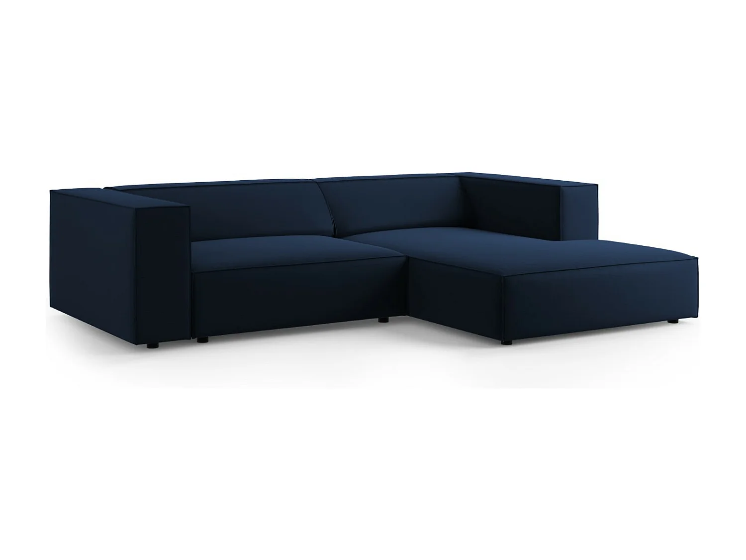 Cosmopolitan Design - 3-Sitzer Ecksofa rechts "Arendal" aus Samt königsblau - 224x166x70cm
