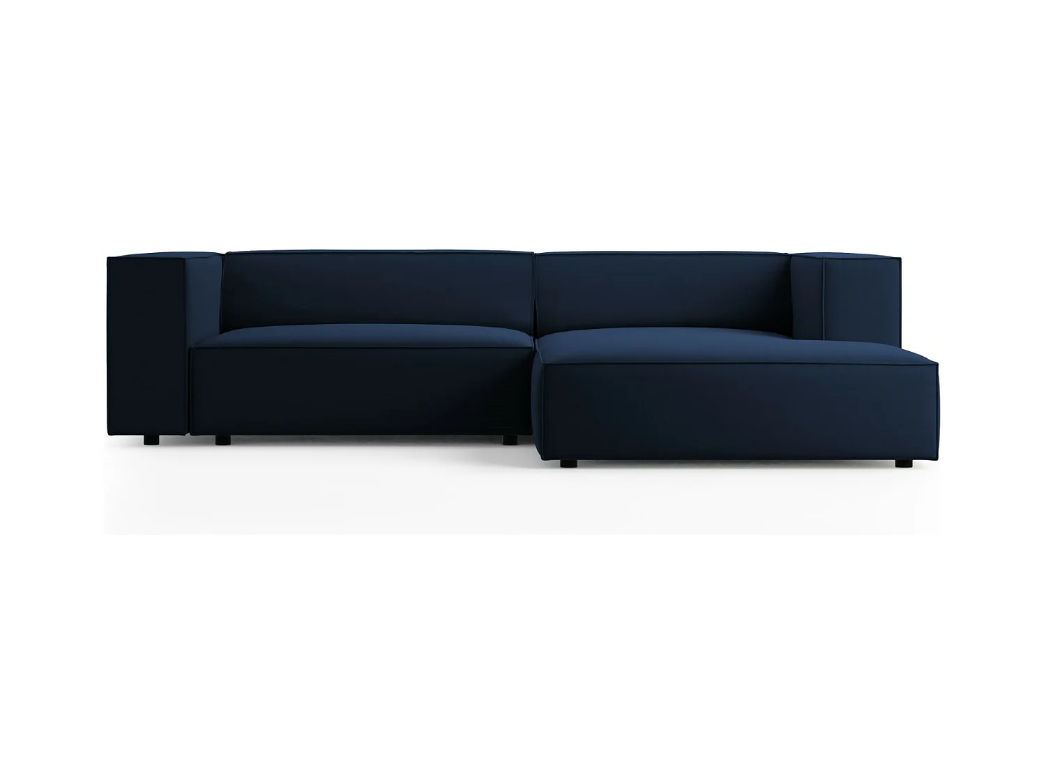 Cosmopolitan Design - Canapé d'angle droit "Arendal" 3 places en velours bleu roi - 224x166x70cm