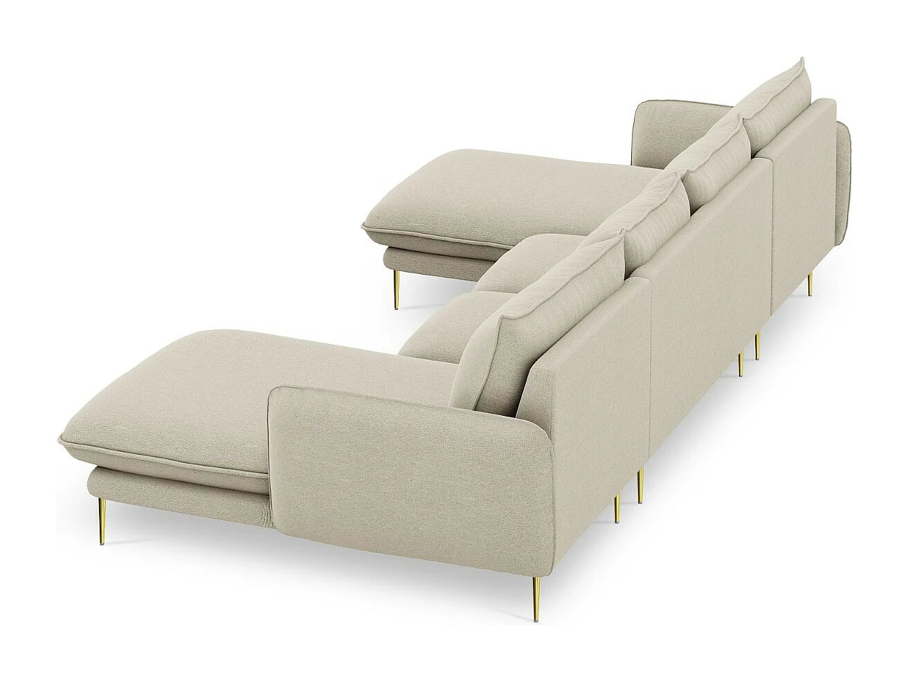 Cosmopolitan Design - Canapé panoramique "Vienna" 6 places en tissu structurel beige - 350x170x95cm