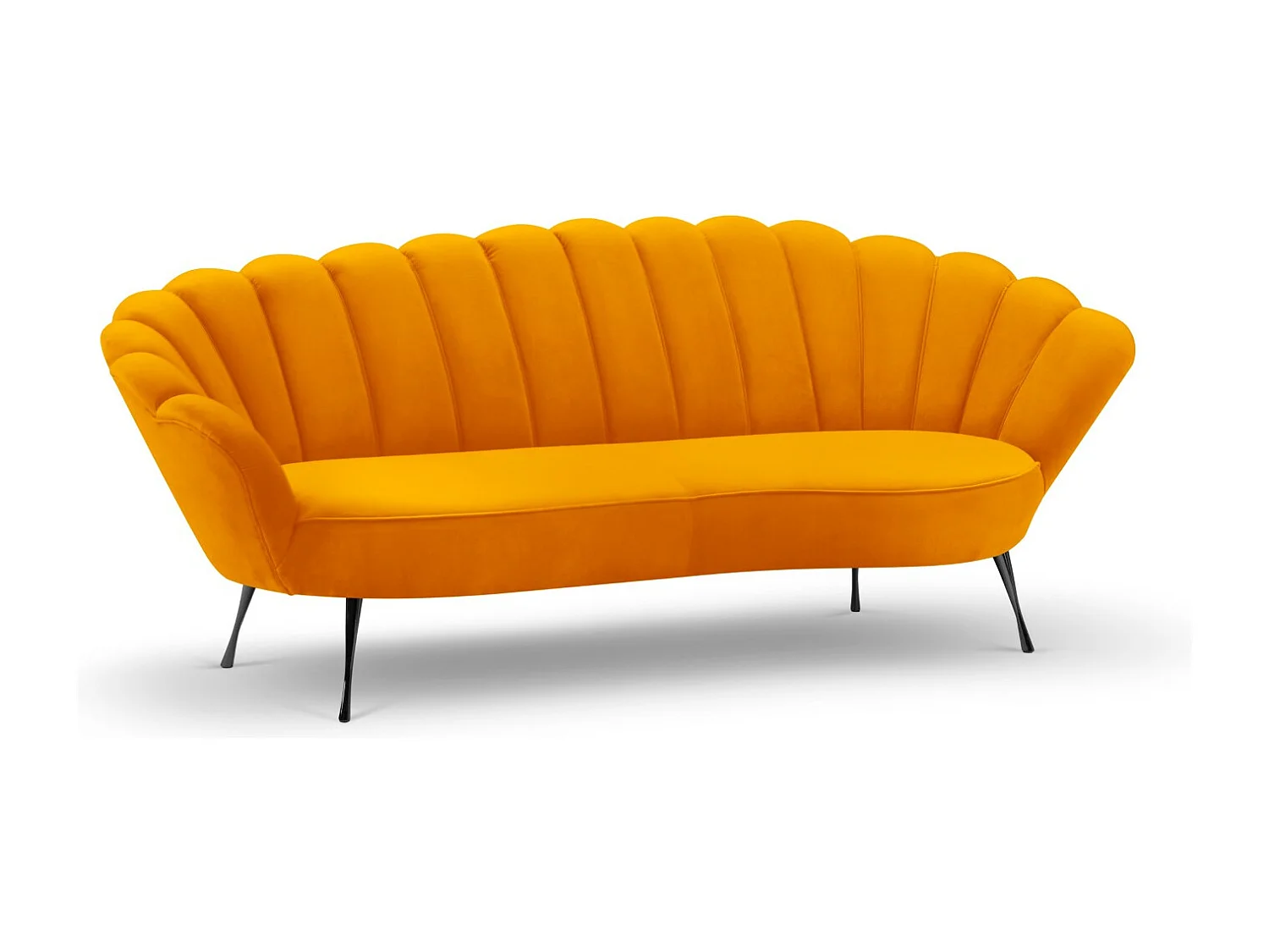 Cosmopolitan Design - Canapé "Kingston" 3 places en velours orange - 224x95x85cm