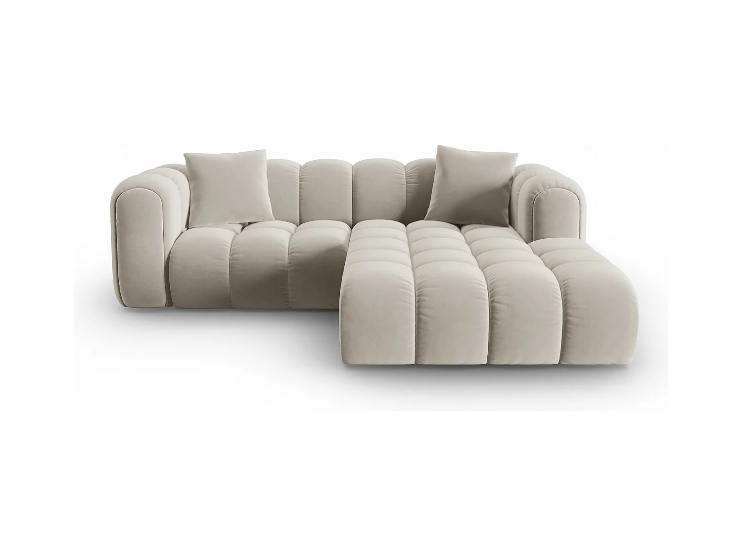 CXL by Christian Lacroix - Modulaire hoekbank rechts "Clotilde" 3 zitplaatsen, Flueel, Ecru - 187x190x70cm