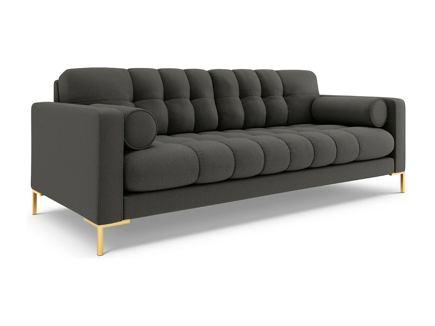 Cosmopolitan Design - Sofa, "Bali" 4 miejsca tkanina strukturalna, szary ciemny - 217x92x75cm