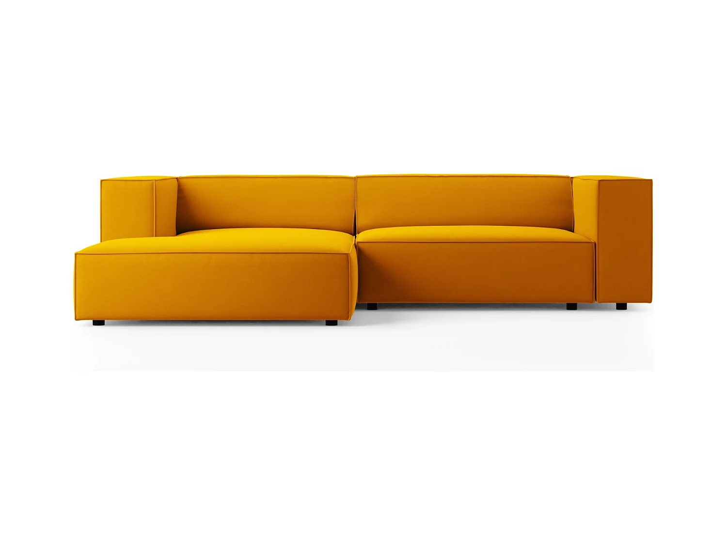 Cosmopolitan Design - Linker hoekbank "Arendal" 3 zitplaatsen, Flueel, GEEL - 224x166x70cm