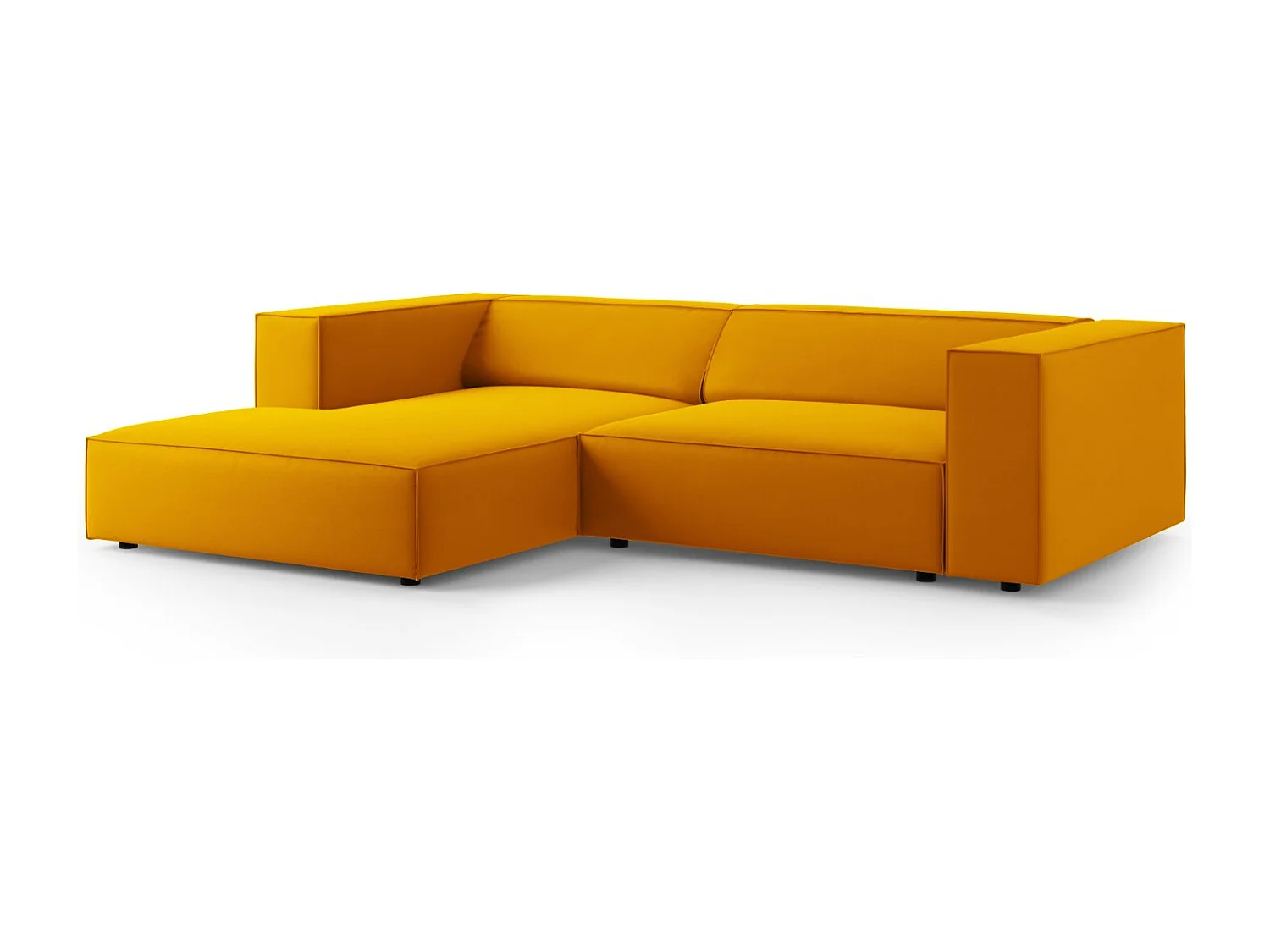 Cosmopolitan Design - Sofá de canto esquerdo "Arendal" 3 lugares em veludo amarelo - 224x166x70cm