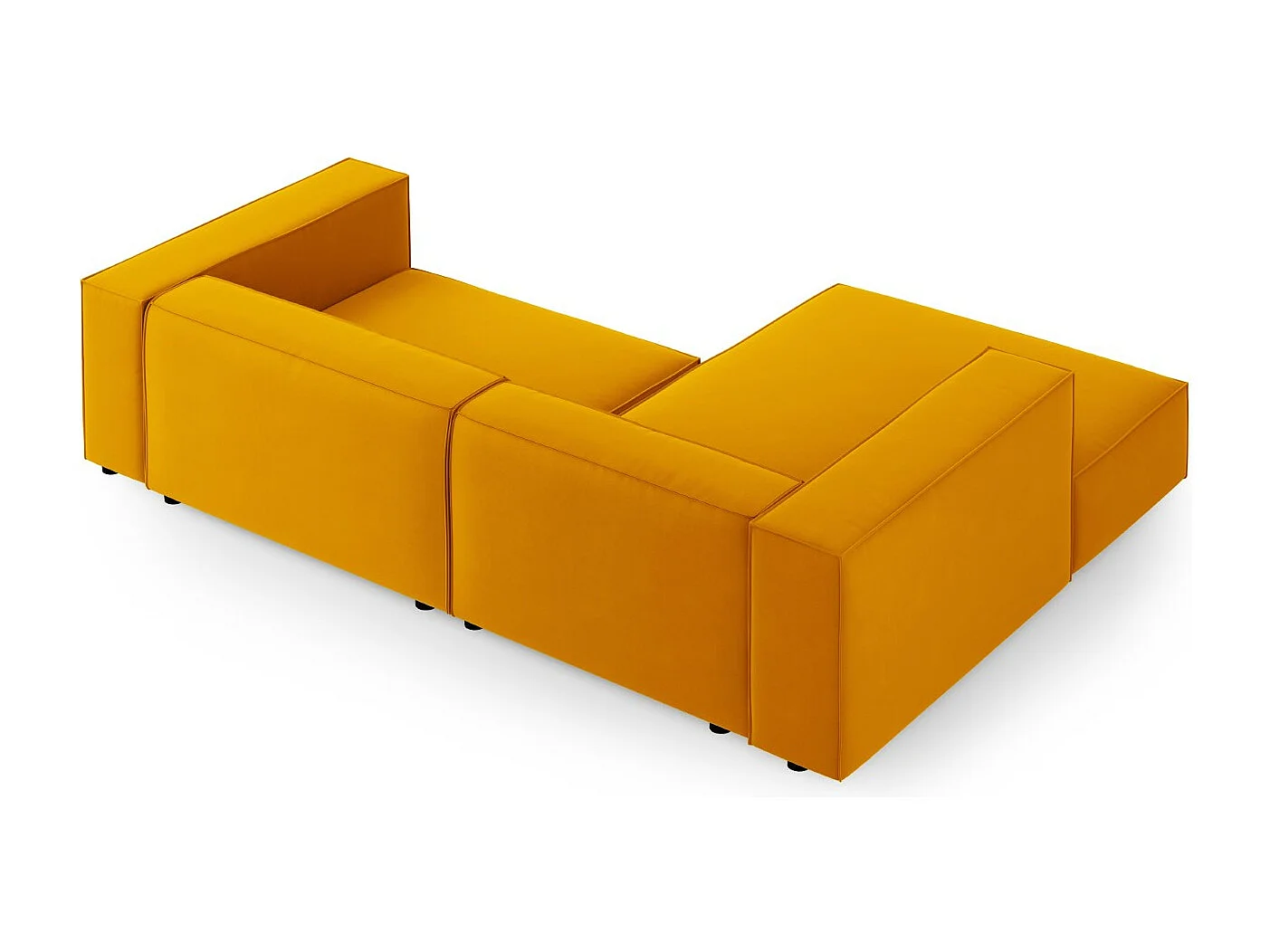 Cosmopolitan Design - Sofá de canto esquerdo "Arendal" 3 lugares em veludo amarelo - 224x166x70cm