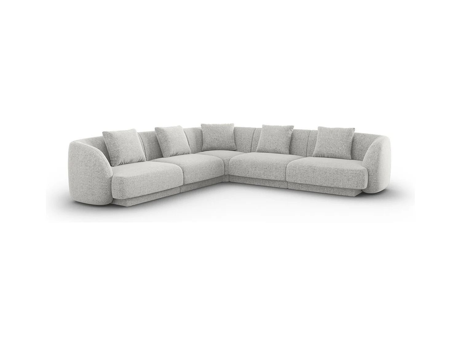 Cosmopolitan Design - Canapé d'angle symétrique "Tulum" 5 places en chenille gris clair - 255x255x70cm