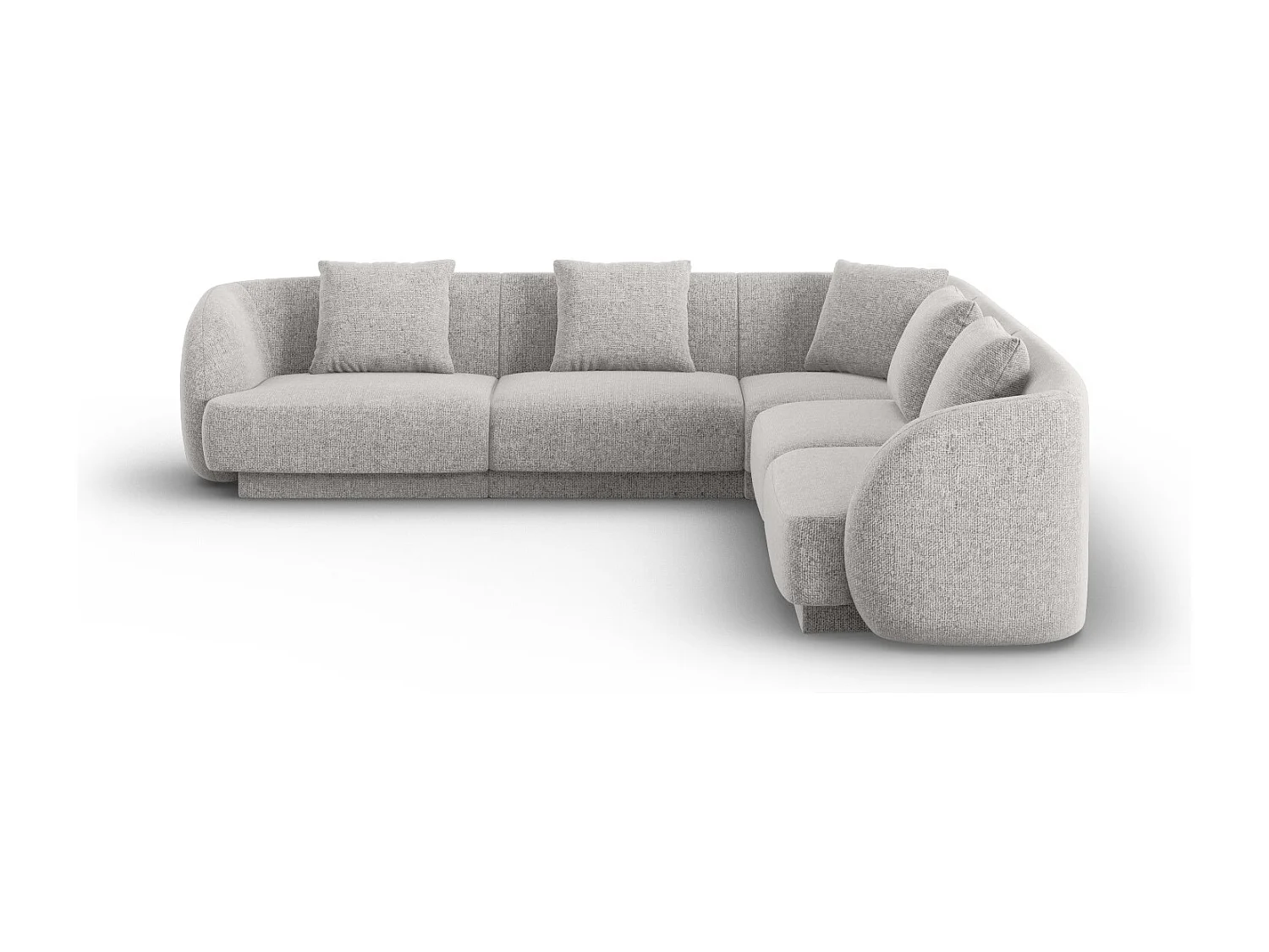 Cosmopolitan Design - Canapé d'angle symétrique "Tulum" 5 places en chenille gris clair - 255x255x70cm