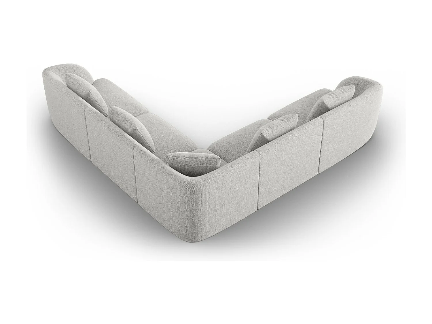 Cosmopolitan Design - Sofá de canto simétrico "Tulum" 5 lugares em tecido chenille cinza claro - 255x255x70cm