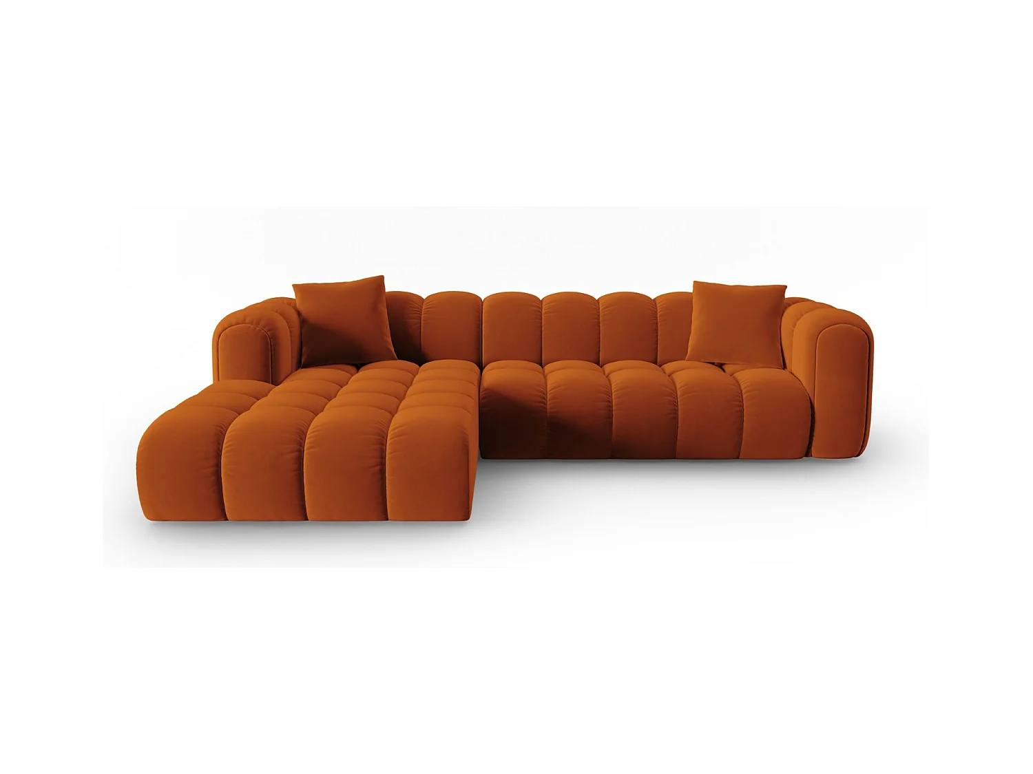 CXL by Christian Lacroix - Canapé d'angle gauche modulable "Clotilde" 4 places en velours terracotta - 306x190x70cm