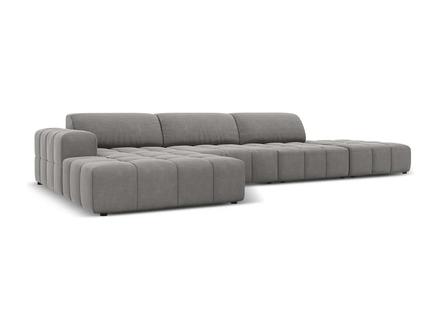 CXL by Christian Lacroix - 5-Sitzer Ecksofa links "Luc" Sitzer aus Samt hellgrau - 341x166x70cm