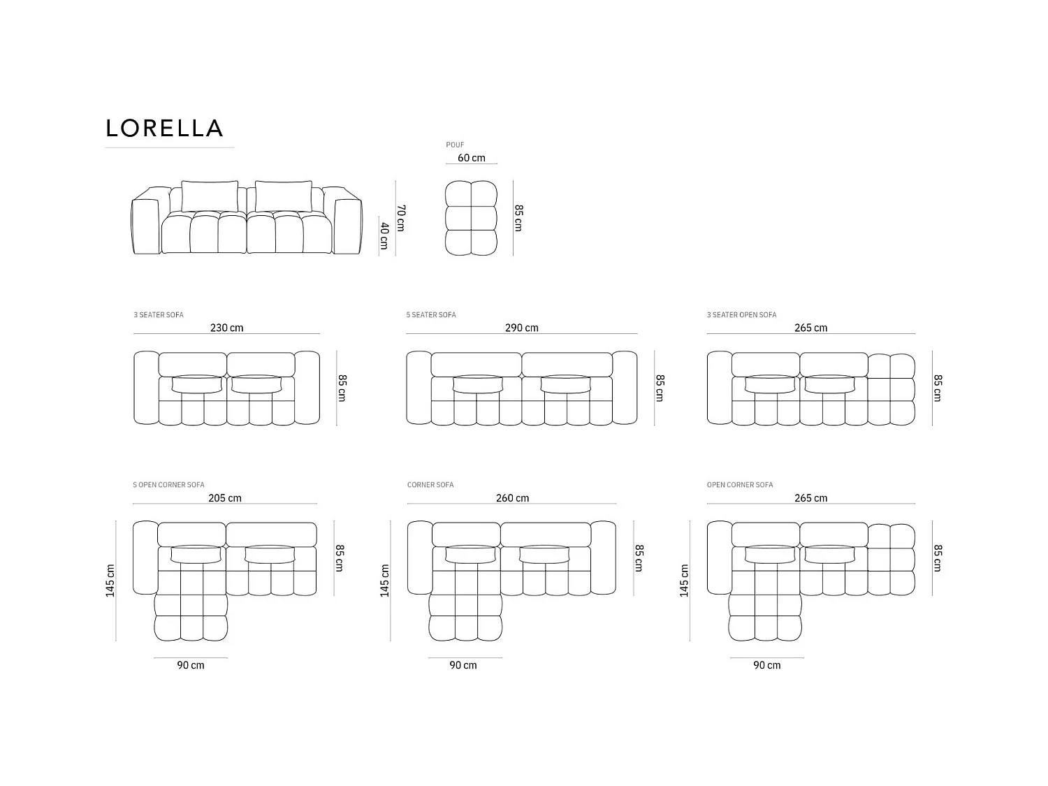 CXL by Christian Lacroix - Canapé modulable "Lorella" 3 places en tissu structurel beige foncé - 230x85x70cm