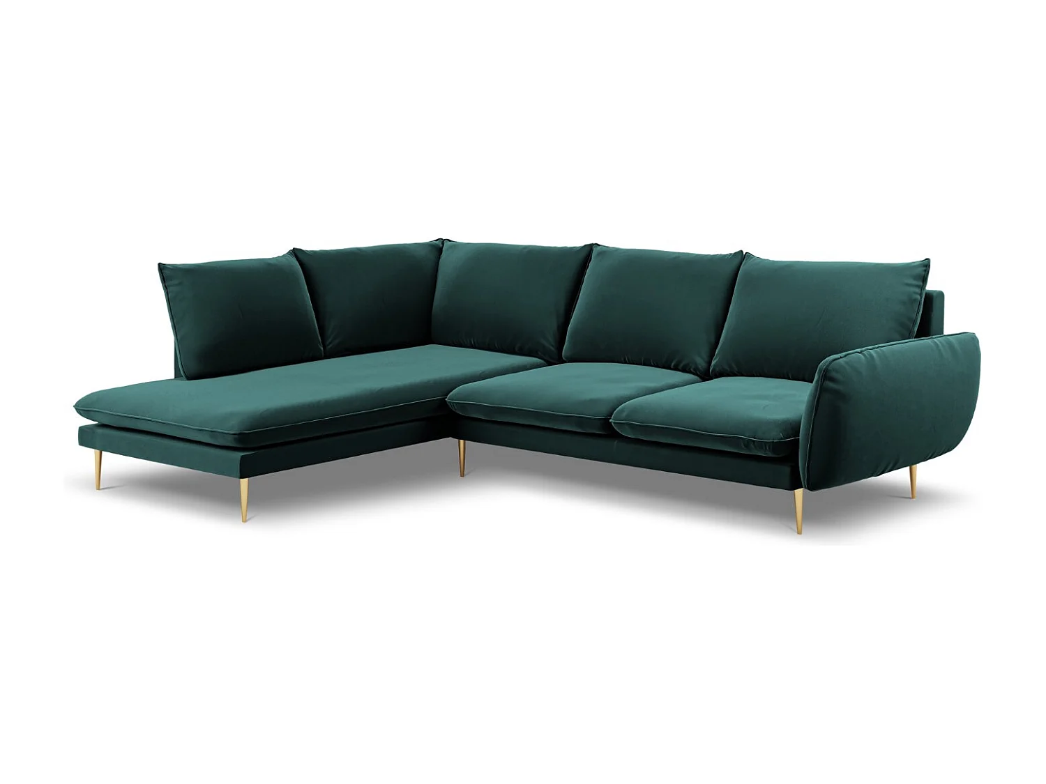 Cosmopolitan Design - 6-Sitzer Ecksofa links "Vienna" aus Samt petrol - 275x185x95cm