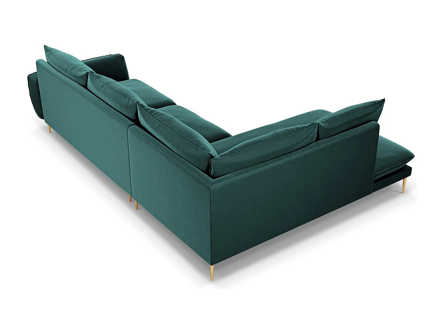 Cosmopolitan Design - 6-Sitzer Ecksofa links "Vienna" aus Samt petrol - 275x185x95cm