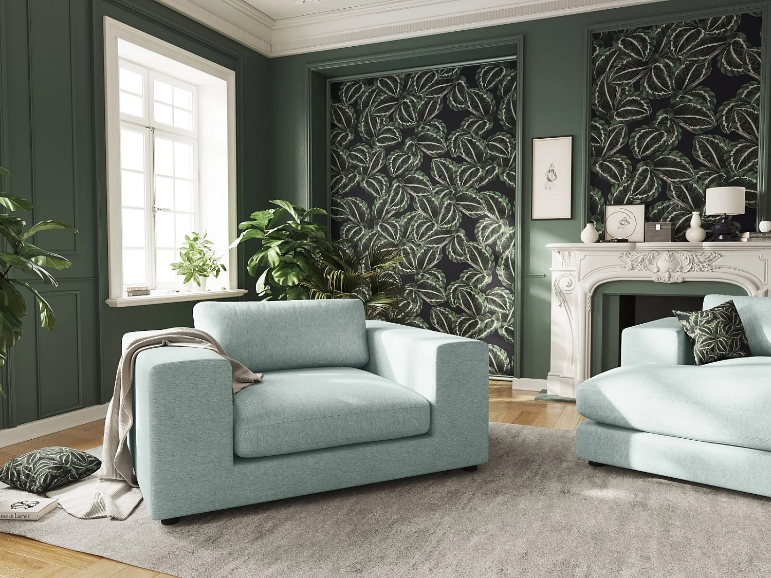 CXL by Christian Lacroix - Sofa, "Tendance" 1,5 miejsca tkanina strukturalna, miętowy - 156x122x72cm