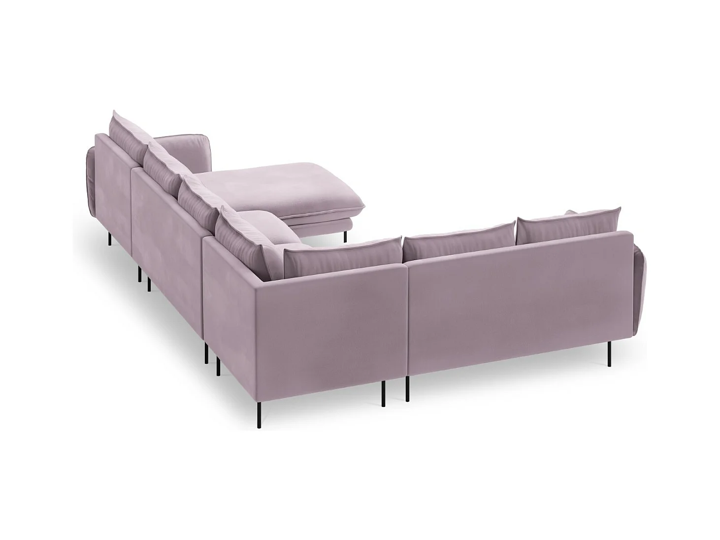Cosmopolitan Design - Canapé d'angle gauche panoramique "Vienna" 7 places en velours lavande - 330x235x95cm