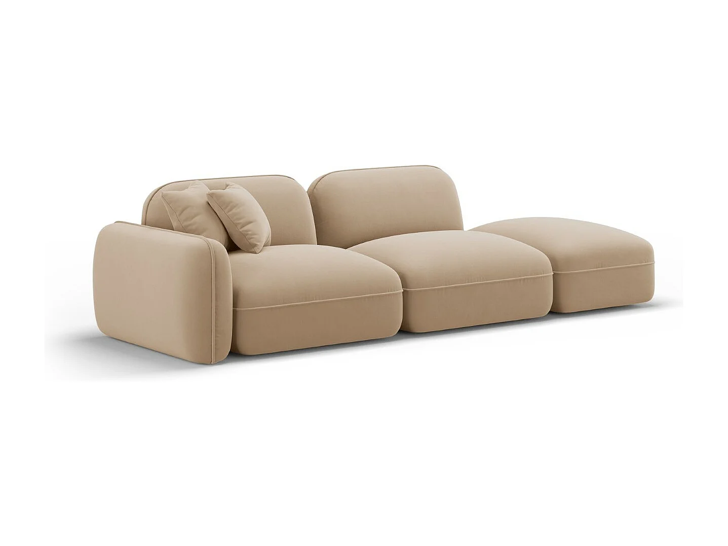 CXL by Christian Lacroix - Sofa modułowa bok prawy, "Lucien" 3 miejsca welur, piasek - 295x90x70cm