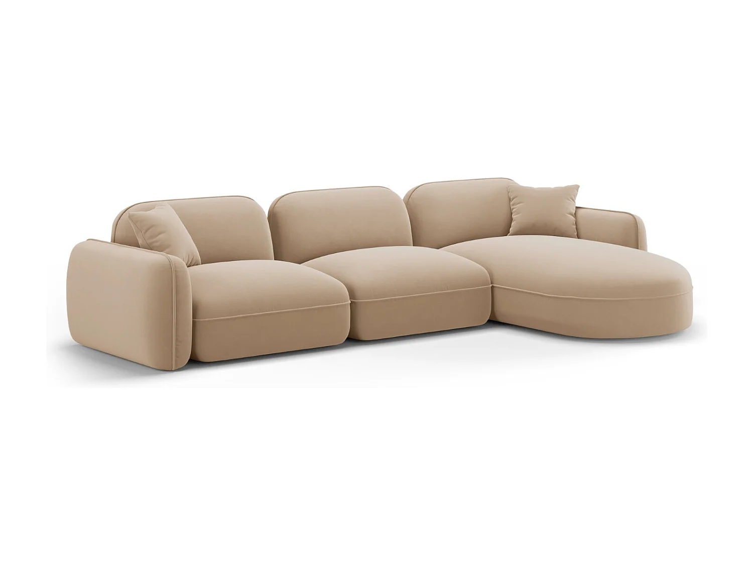 CXL by Christian Lacroix - Narożnik prawy panoramiczny, "Lucien" 4 miejsca welur, piasek - 320x165x70cm