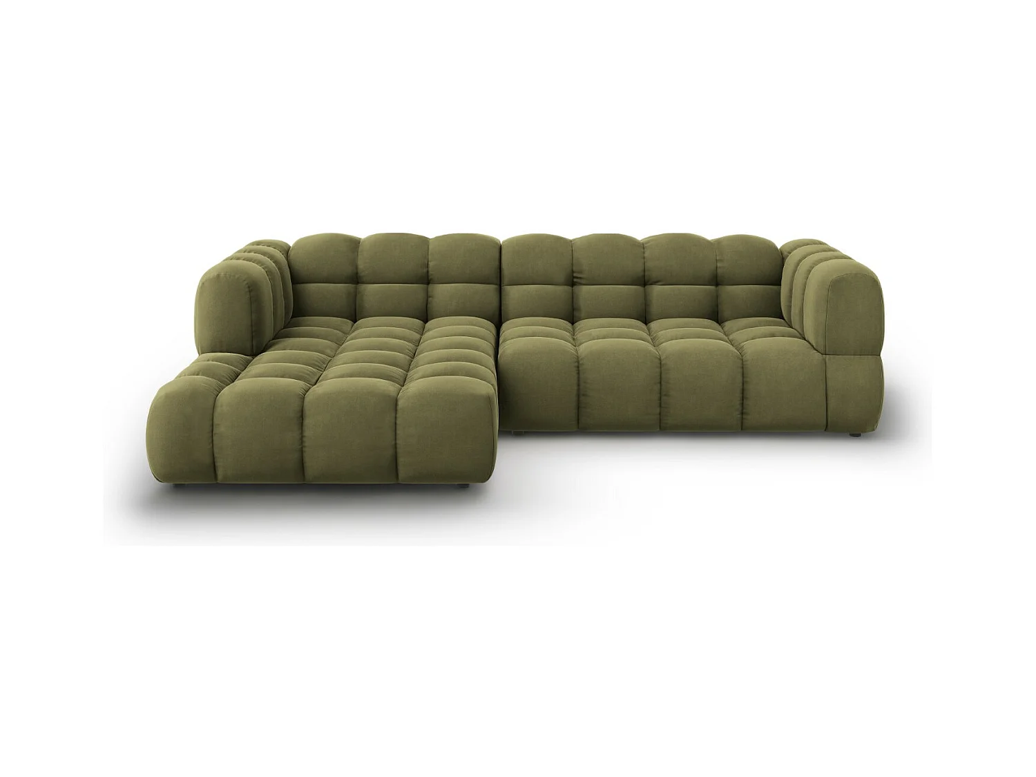 Cosmopolitan Design - Canapé d'angle gauche modulable "Sky" 4 places en velours vert clair - 272x162x75cm