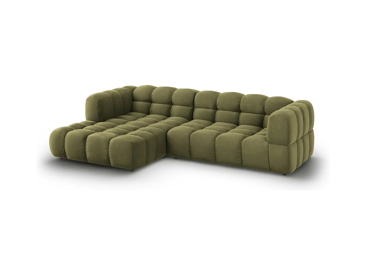 Cosmopolitan Design - Canapé d'angle gauche modulable "Sky" 4 places en velours vert clair - 272x162x75cm