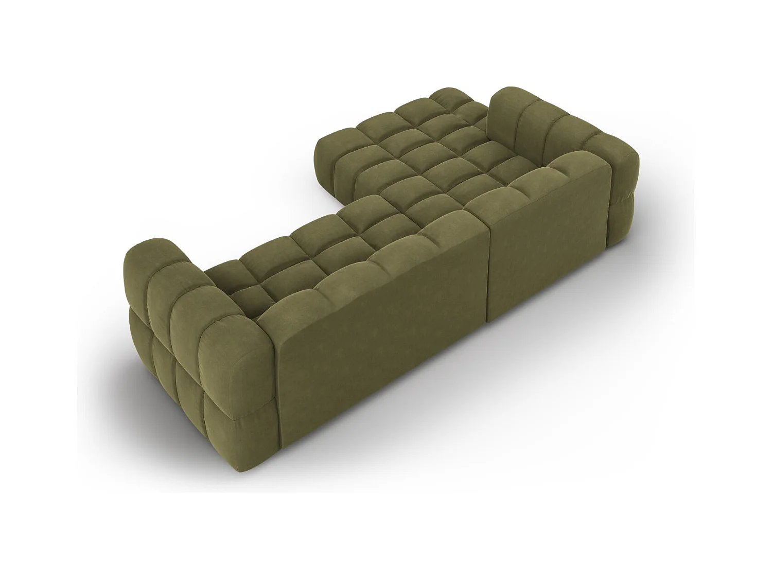 Cosmopolitan Design - Canapé d'angle gauche modulable "Sky" 4 places en velours vert clair - 272x162x75cm