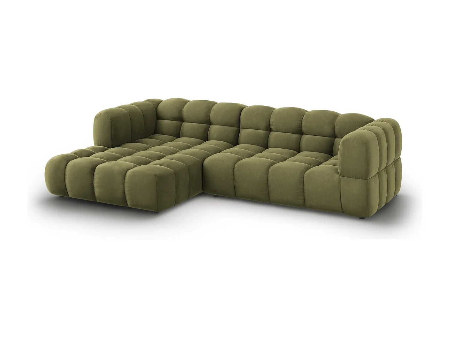 Cosmopolitan Design - Canapé d'angle gauche modulable "Sky" 4 places en velours vert clair - 272x162x75cm