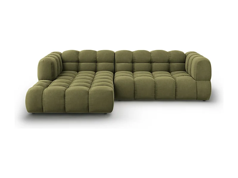 Cosmopolitan Design - Canapé d'angle gauche modulable "Sky" 4 places en velours vert clair - 272x162x75cm