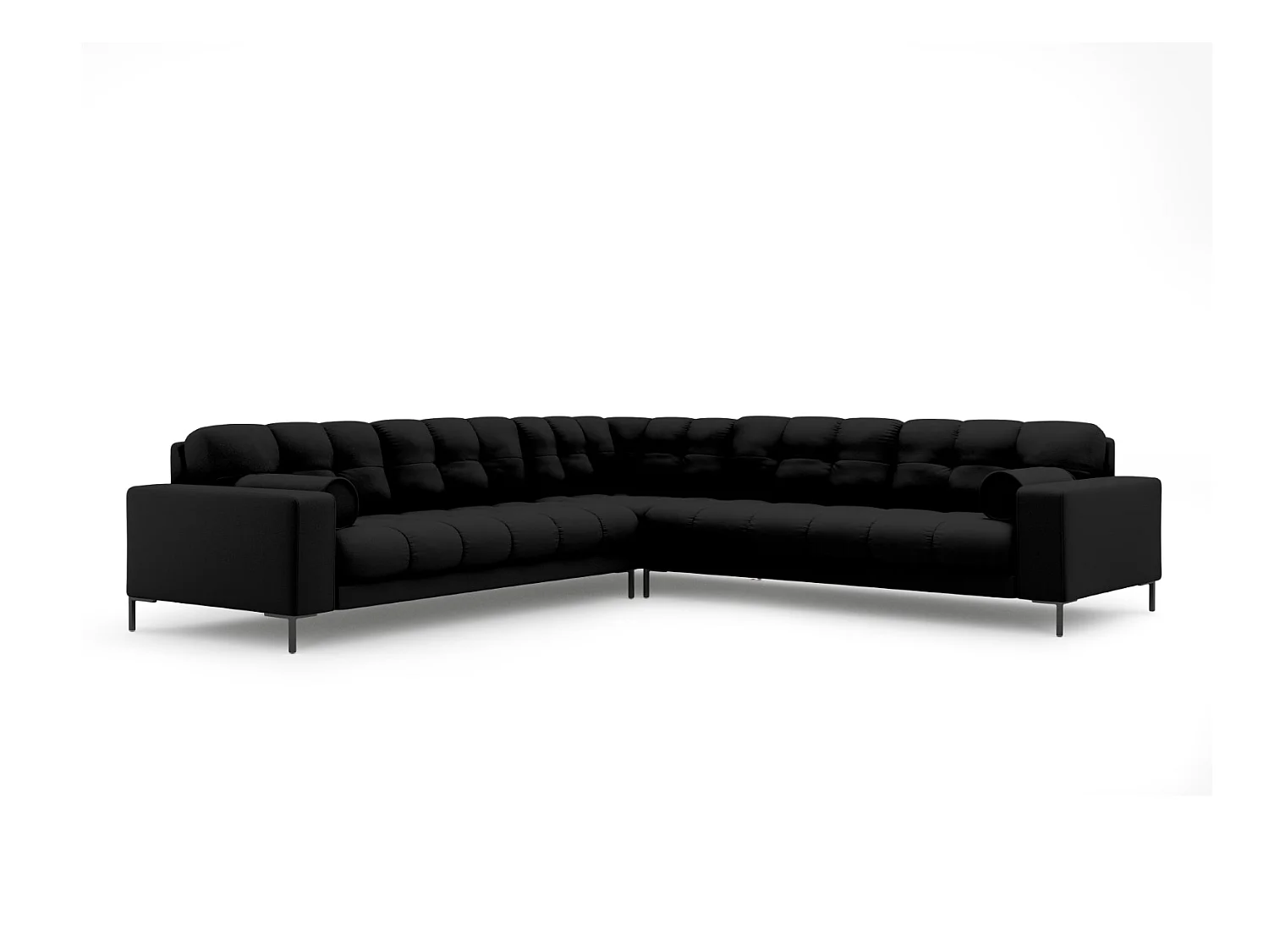 Cosmopolitan Design - Symmetrische hoekbank "Bali" 6 zitplaatsen, Structurele stof, Zwart - 256x256x75cm