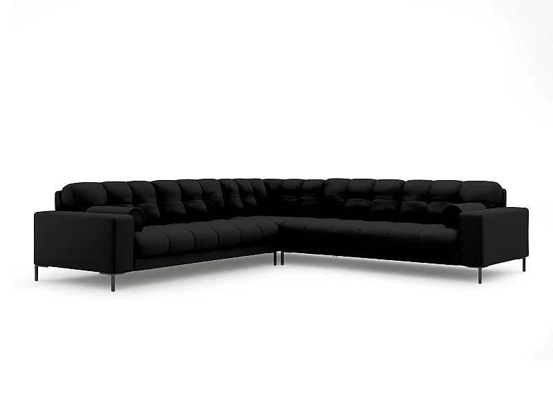 Cosmopolitan Design - Sofá esquinero simétrico "Bali" 6 plazas de tejido estructural negro - 256x256x75cm