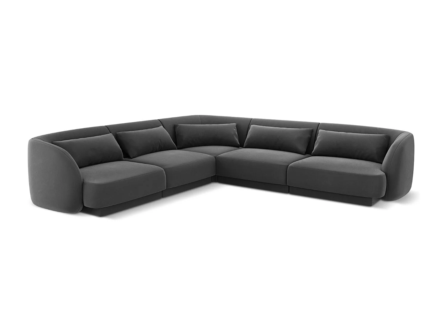 Cosmopolitan Design - Symmetrische hoekbank "Tulum" 5 zitplaatsen, Flueel, Grijs - 255x255x70cm