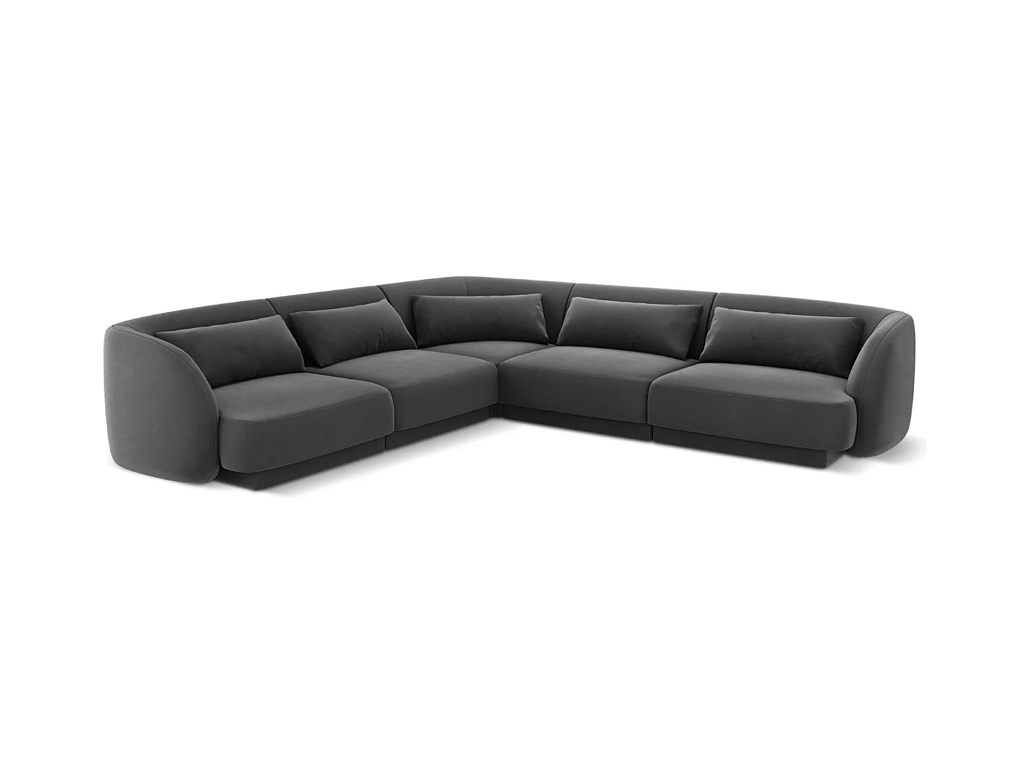 Cosmopolitan Design - Symmetrische hoekbank "Tulum" 5 zitplaatsen, Flueel, Grijs - 255x255x70cm