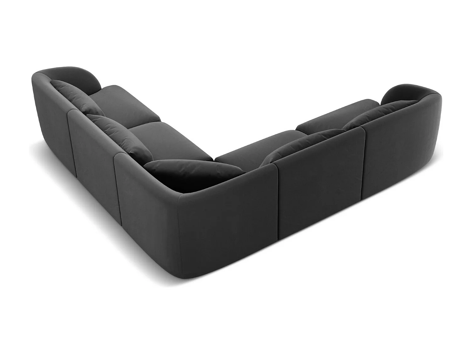 Cosmopolitan Design - Sofá de canto simétrico "Tulum" 5 lugares em veludo cinza - 255x255x70cm