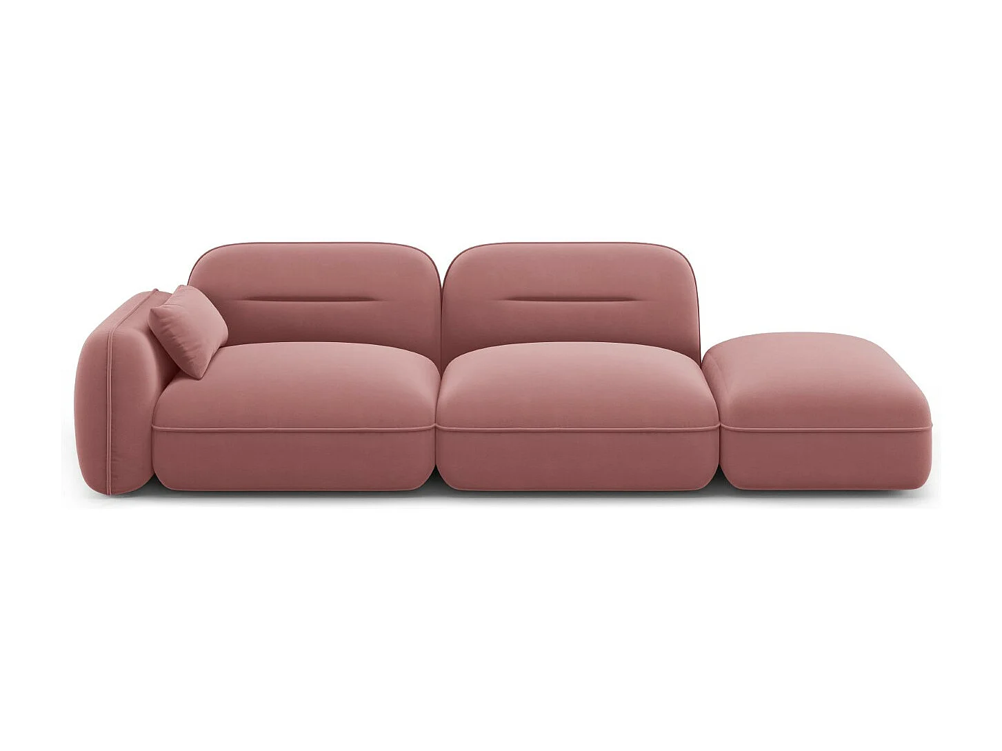 Cosmopolitan Design - Sofa modułowa bok prawy, "Sydney" 3 miejsca welur, łosoś - 295x90x70cm