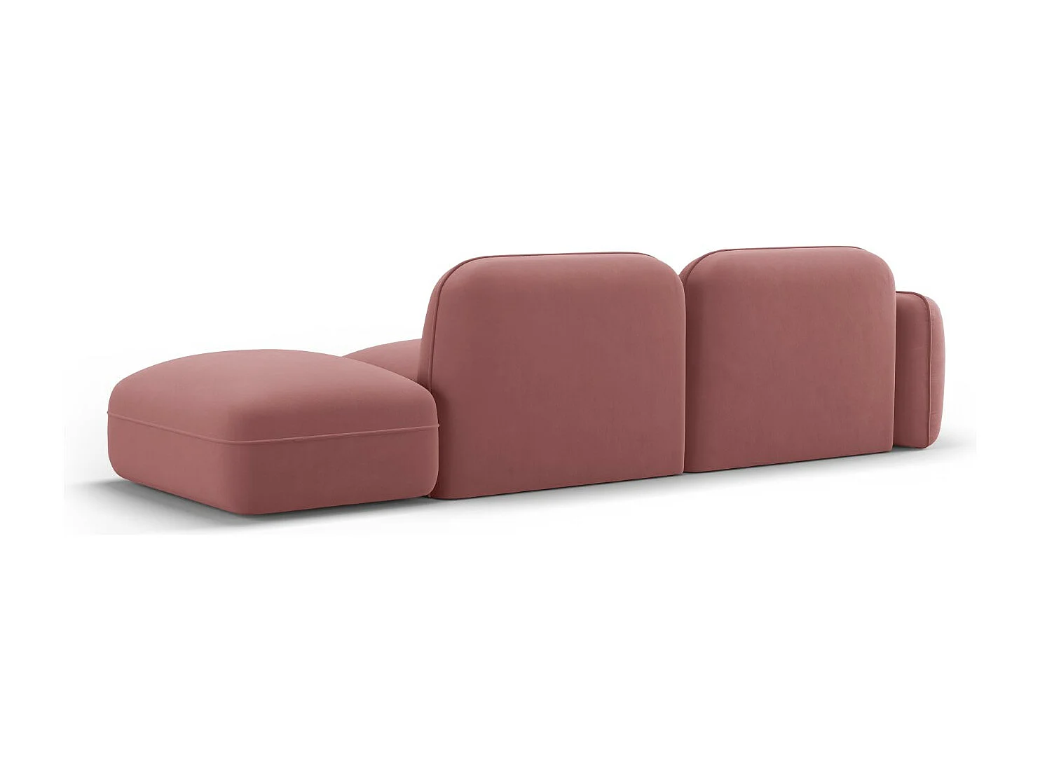 Cosmopolitan Design - Sofa modułowa bok prawy, "Sydney" 3 miejsca welur, łosoś - 295x90x70cm
