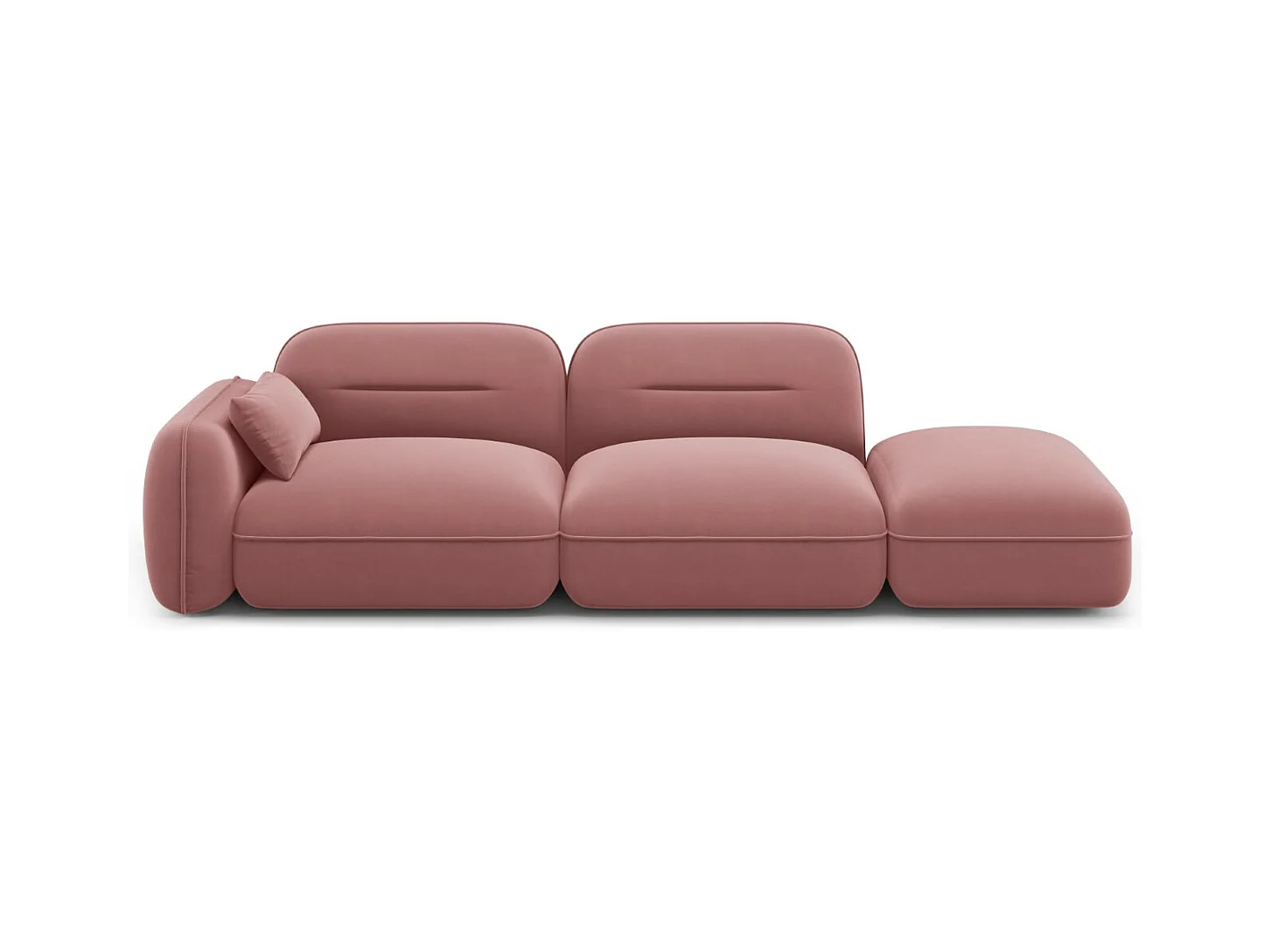 Cosmopolitan Design - Rechte modulaire bank "Sydney" 3 zitplaatsen, Flueel, Zalm - 295x90x70cm