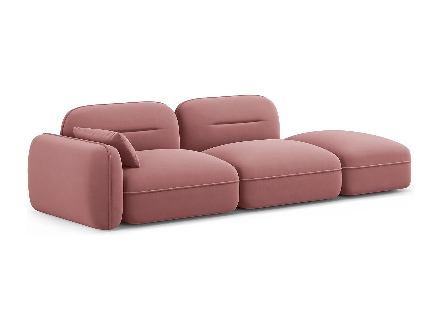 Cosmopolitan Design - Canapé modulable droit "Sydney" 3 places en velours saumon - 295x90x70cm