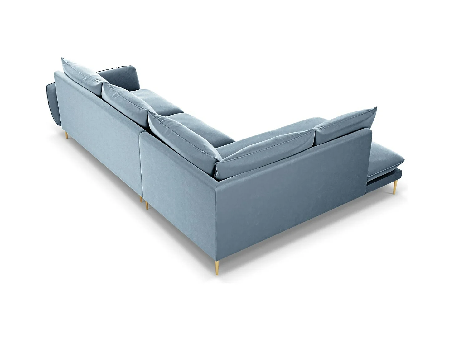 Cosmopolitan Design - Canapé d'angle gauche "Vienna" 6 places en velours bleu - 275x185x95cm