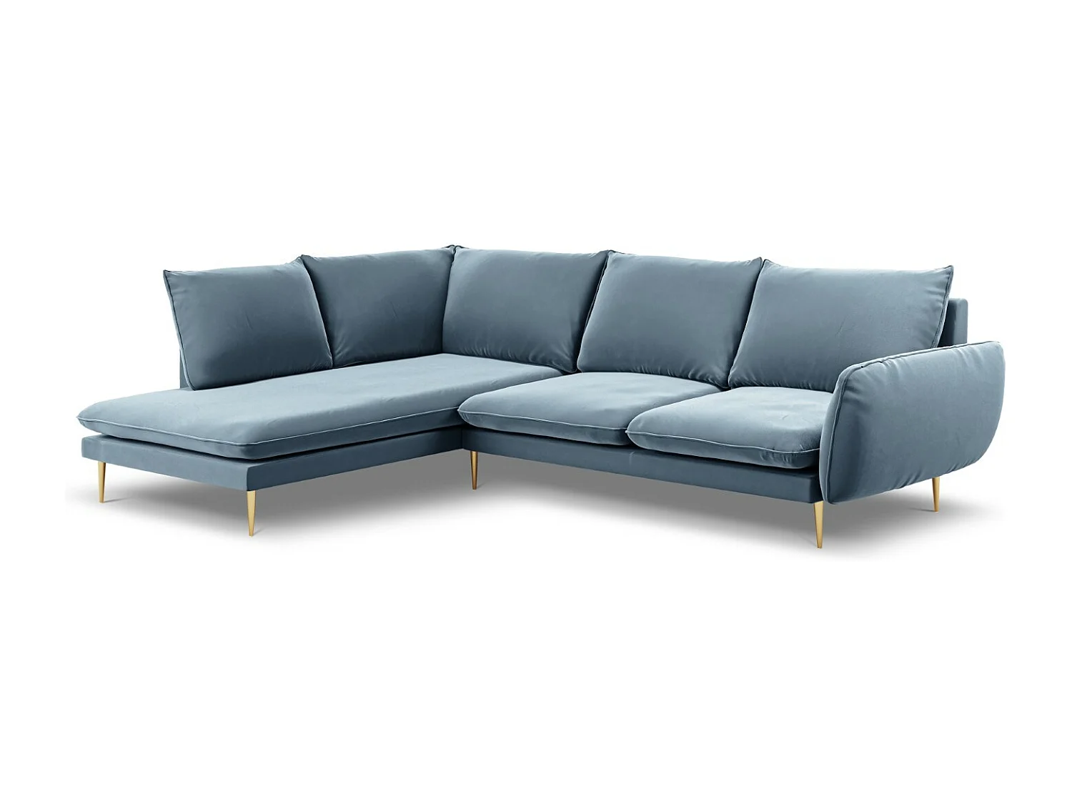 Cosmopolitan Design - Narożnik lewy, "Vienna" 6 miejsc welur, niebieski - 275x185x95cm