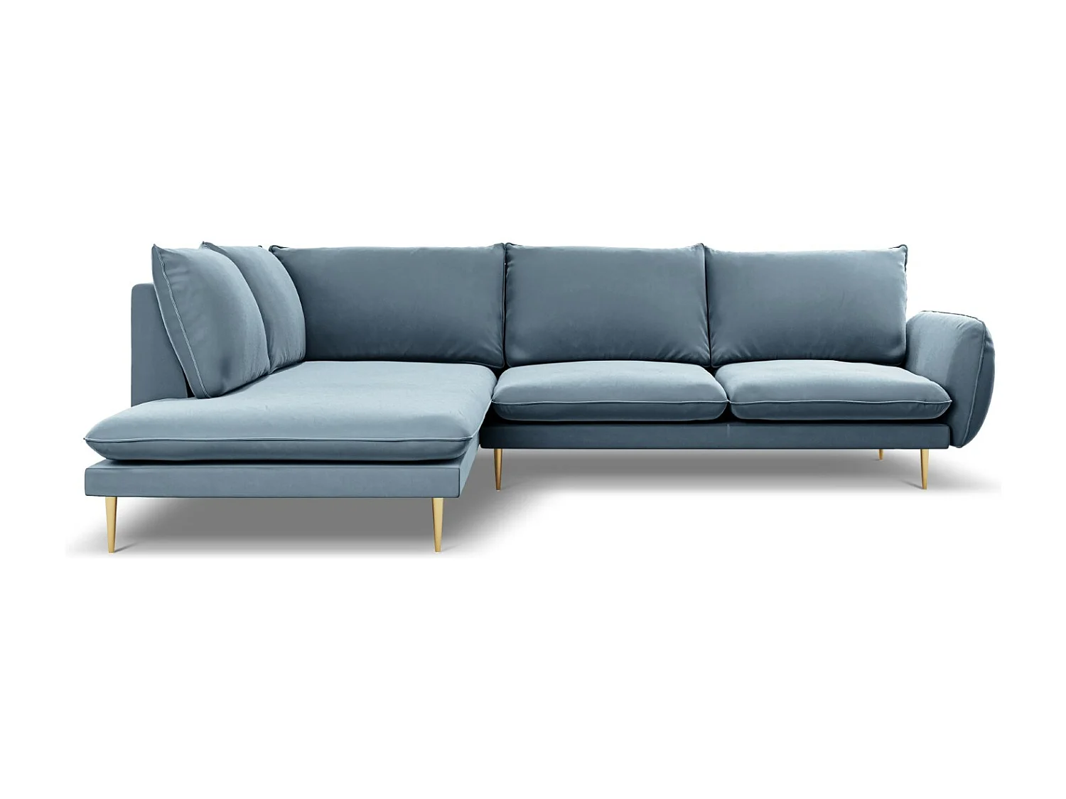 Cosmopolitan Design - Narożnik lewy, "Vienna" 6 miejsc welur, niebieski - 275x185x95cm