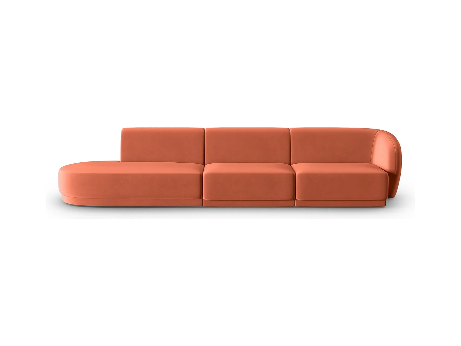 CXL by Christian Lacroix - Linker modulaire bank "Lionel" 4 zitplaatsen, Flueel, Koraal - 311x93x74cm