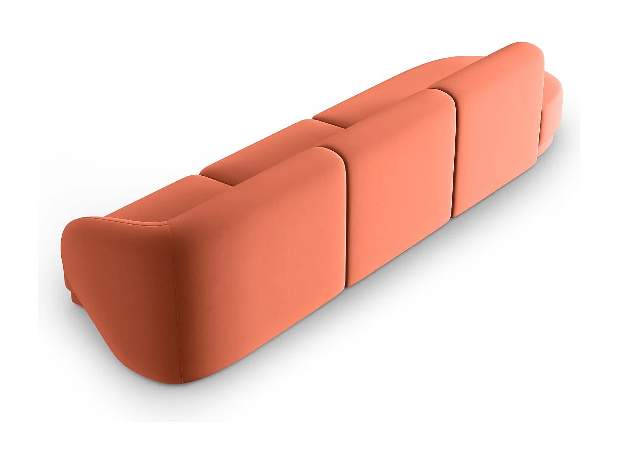 CXL by Christian Lacroix - Linker modulaire bank "Lionel" 4 zitplaatsen, Flueel, Koraal - 311x93x74cm