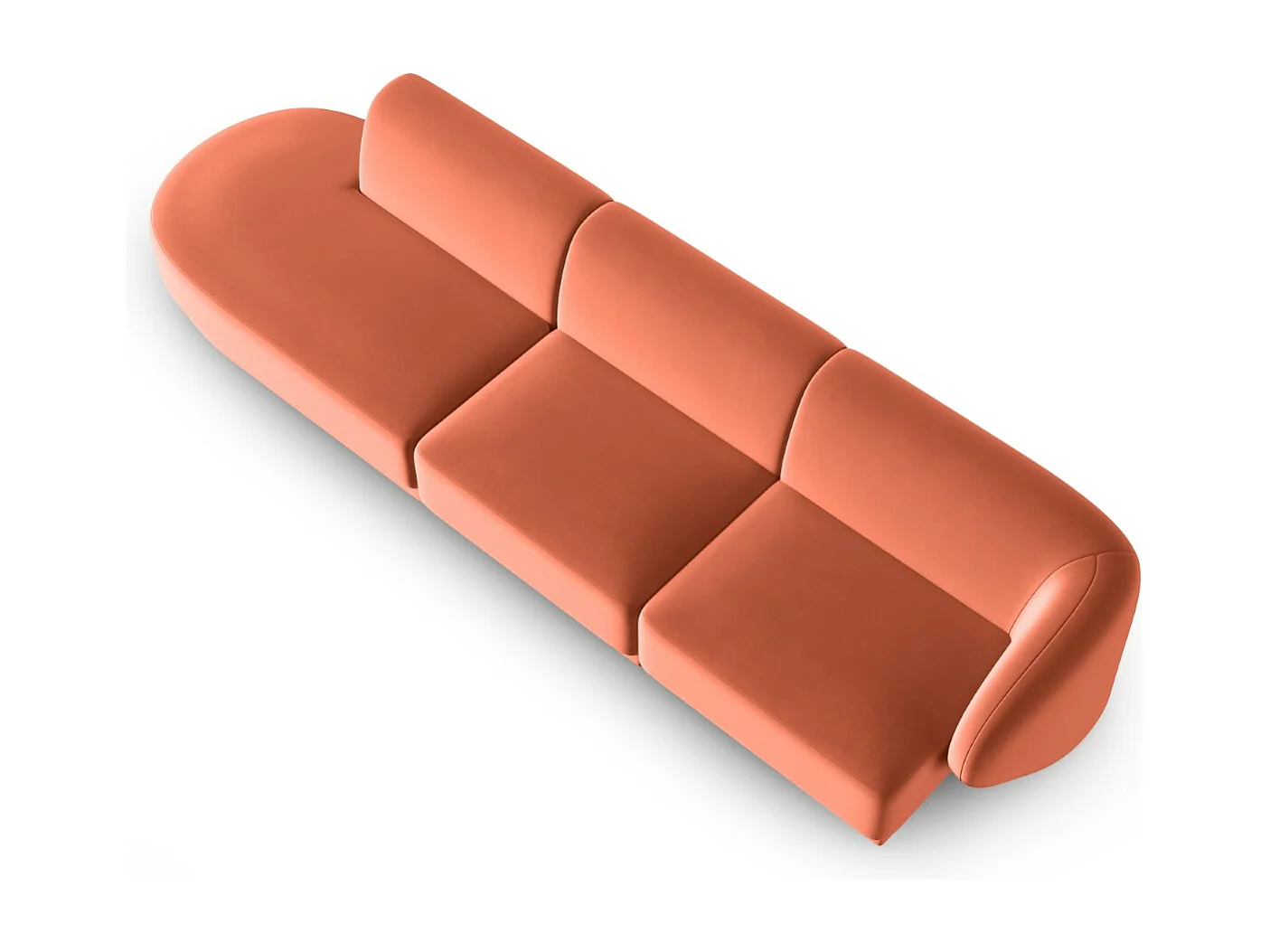 CXL by Christian Lacroix - Linker modulaire bank "Lionel" 4 zitplaatsen, Flueel, Koraal - 311x93x74cm