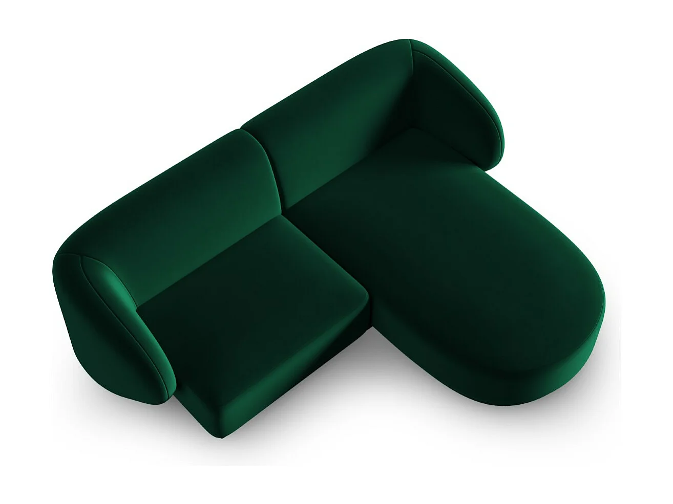 CXL by Christian Lacroix - Modulaire hoekbank rechts "Lionel" 3 zitplaatsen, Flueel, Flessengroen - 188x155x74cm