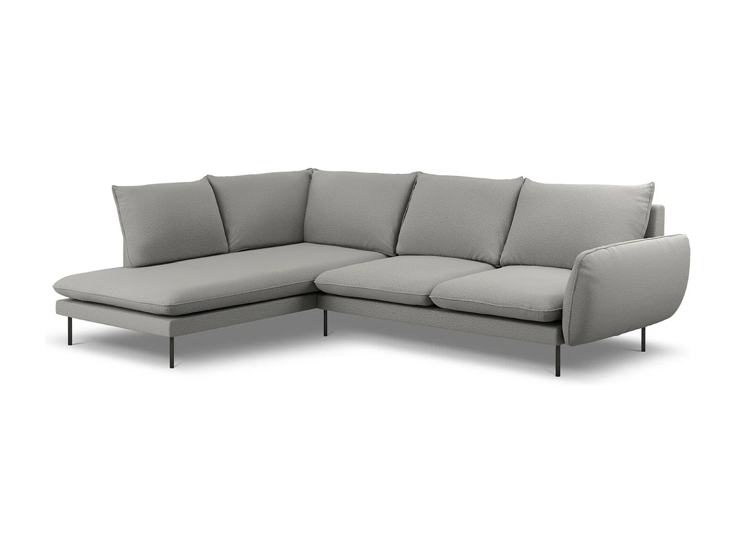 Cosmopolitan Design - 6-Sitzer Ecksofa links "Vienna" aus Boucle grau - 275x185x95cm