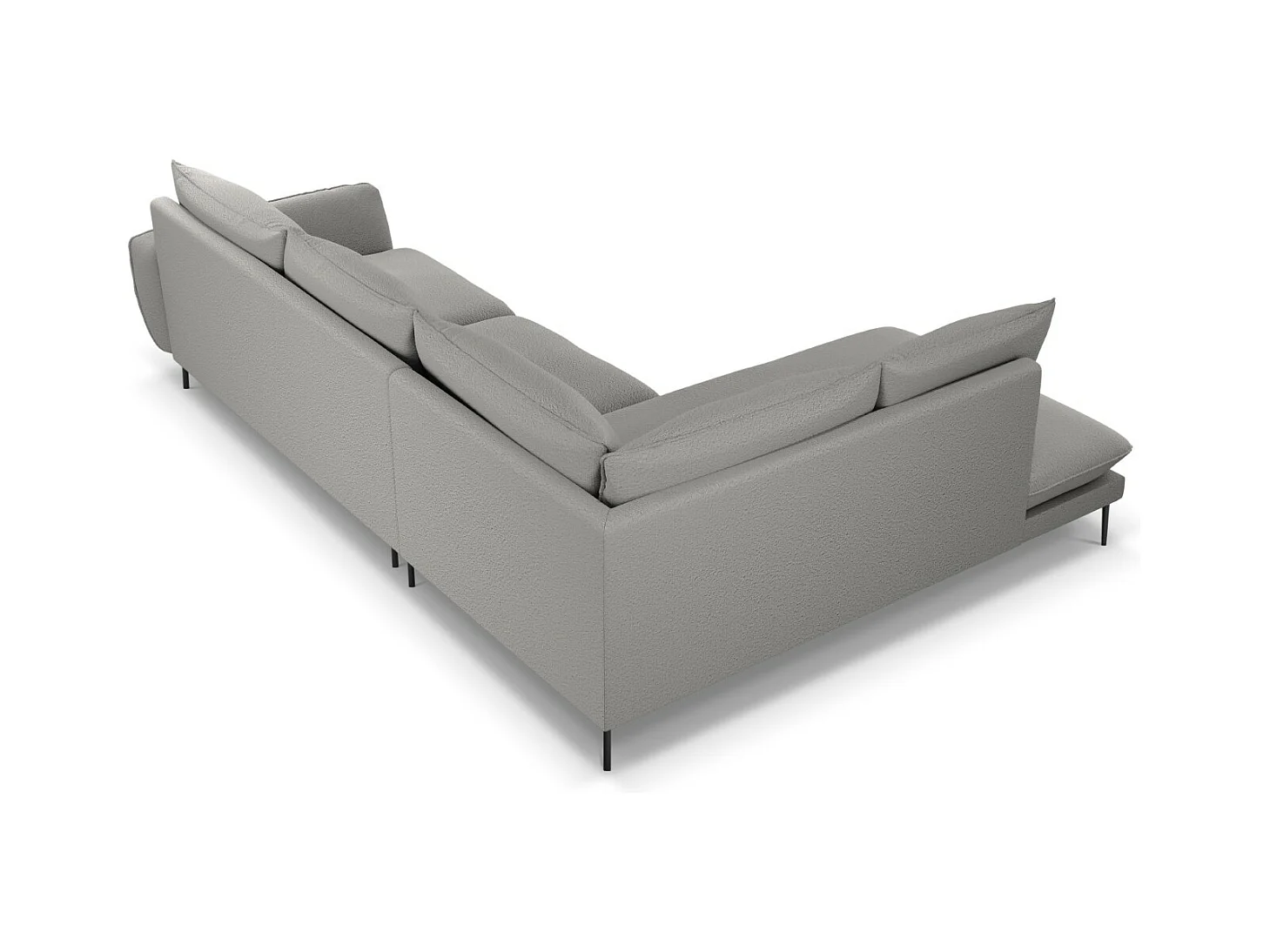 Cosmopolitan Design - Sofá de canto esquerdo "Vienna" 6 lugares em tecido bouclé cinza - 275x185x95cm