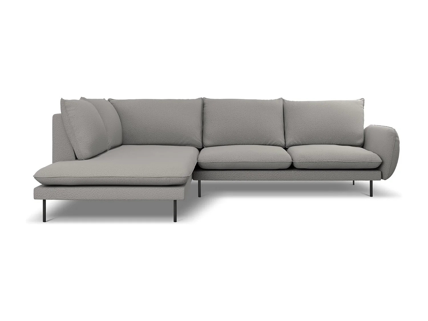 Cosmopolitan Design - Sofá de canto esquerdo "Vienna" 6 lugares em tecido bouclé cinza - 275x185x95cm