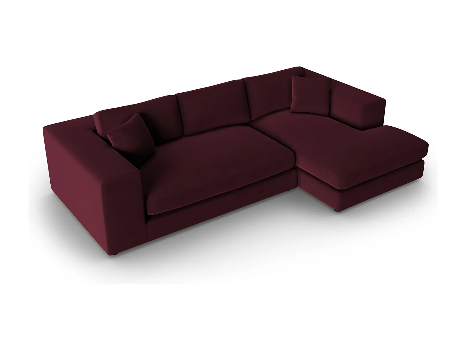 CXL by Christian Lacroix - Rechter hoekbank "Tendance" 5 zitplaatsen, Flueel, Donkerrood - 282x174x72cm
