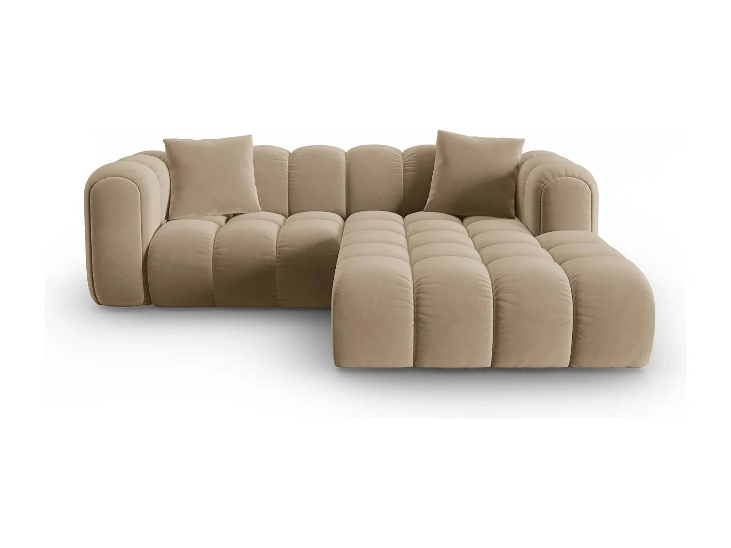 CXL by Christian Lacroix - Narożnik prawy panoramiczny, "Clotilde" 3 miejsca welur, piasek - 187x190x70cm