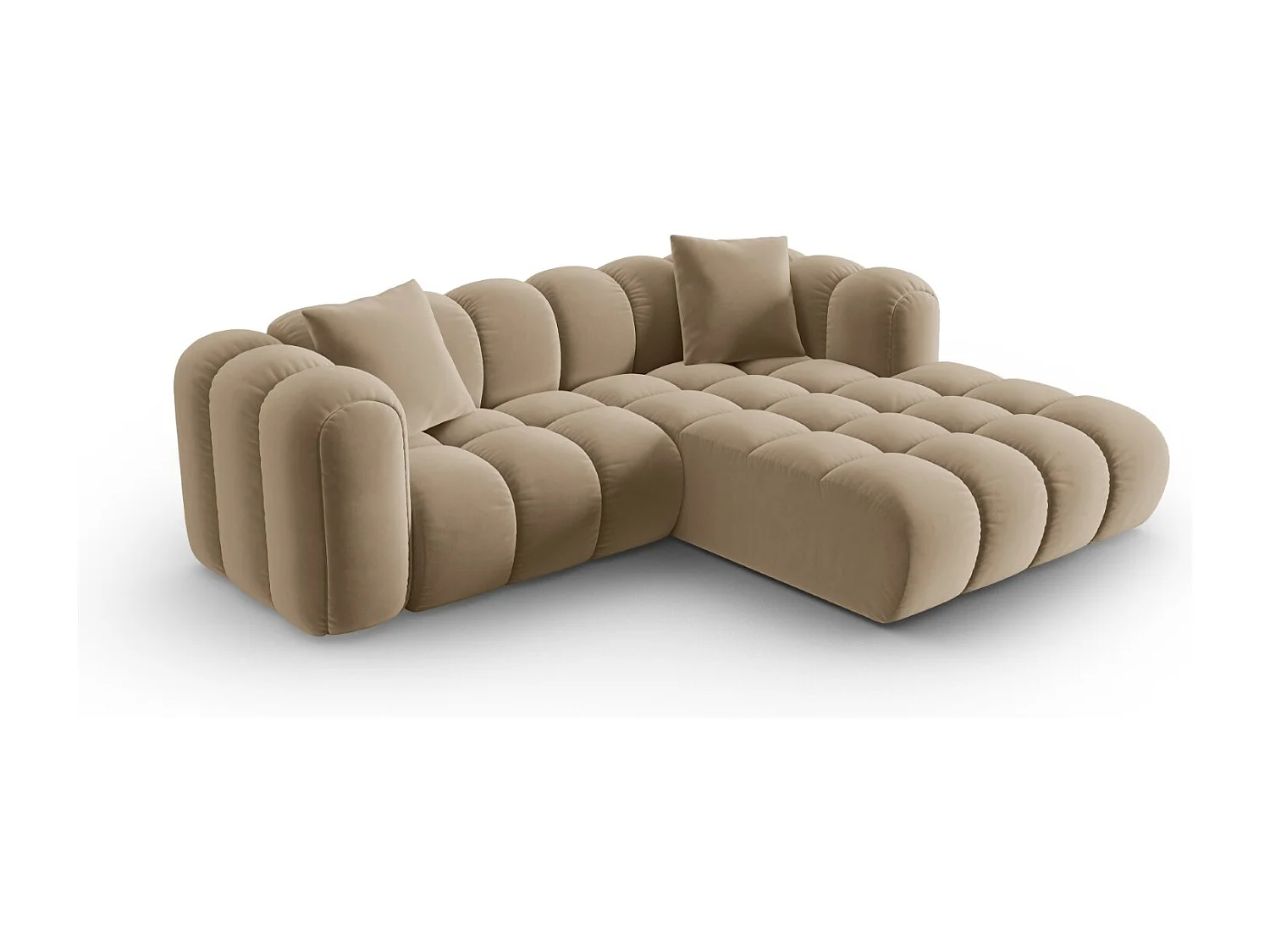 CXL by Christian Lacroix - Narożnik prawy panoramiczny, "Clotilde" 3 miejsca welur, piasek - 187x190x70cm